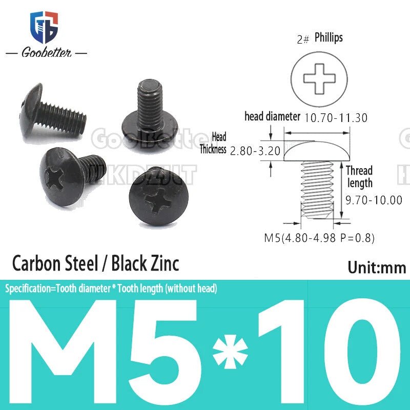 Phillips Flat Head Machine Screws M2.3 to M6 — Carbon Steel, Stainless & Brass, 7 Finishes - HomeDIYer