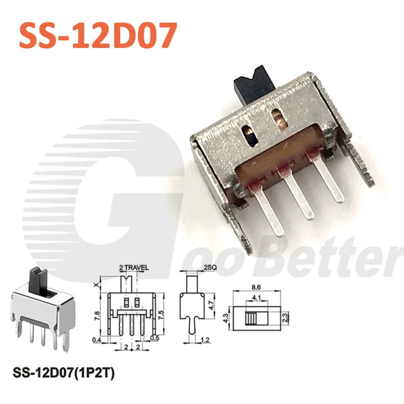Miniature Slide Switch SPDT 2-Position On-Off Micro Toggle for Model Railway