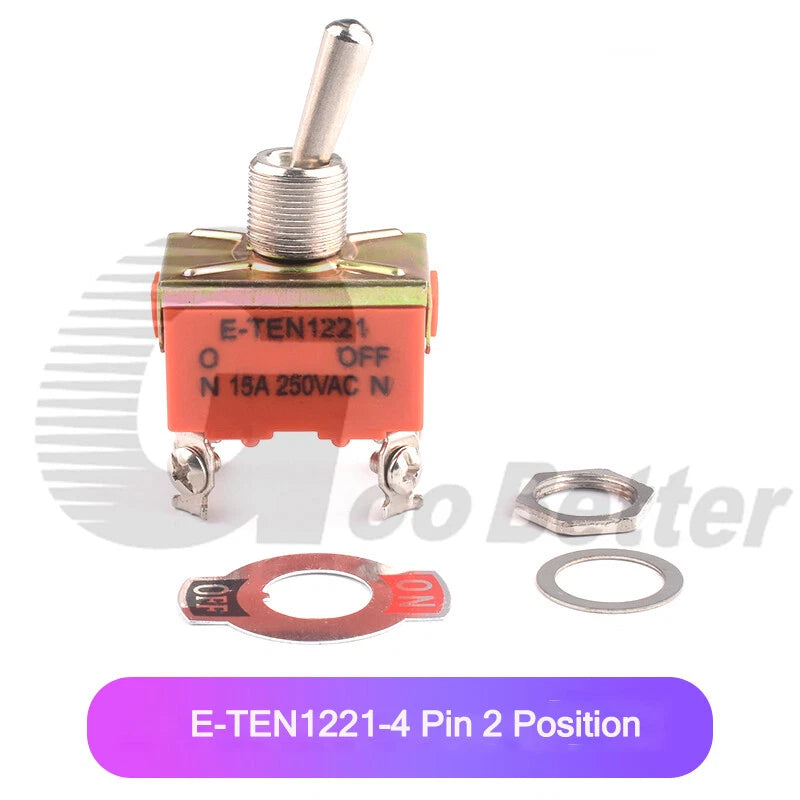 Heavy Duty Toggle Switch On-Off / On-Off-On — SPST/SPDT 2/3 Position, 2/4/6 Pin, 5A 250VAC