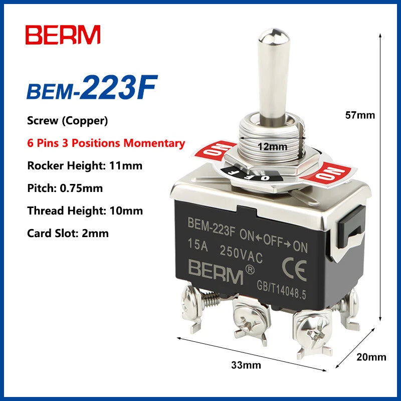 Toggle Switch ON-OFF-ON, 2/3 Pin 2/3 Positions, Latching & Momentary, Screw or Pin Terminal