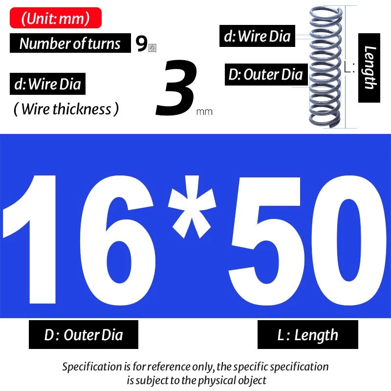 Compression Spring Pressure Big, Wire Dia 3.0mm Diameter 16-40mm Length 20-200mm