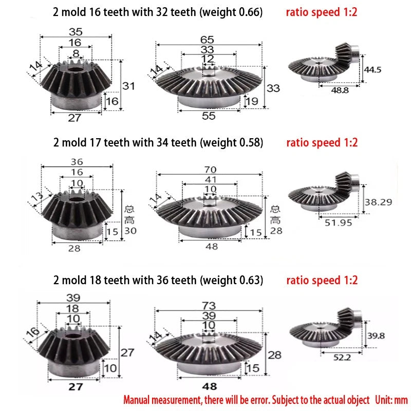 Precision Bevel Gears 0.5/1/1.5/2/2.5/3 Module 12 -160 Teeth Bevel Gear 1:2-1:8