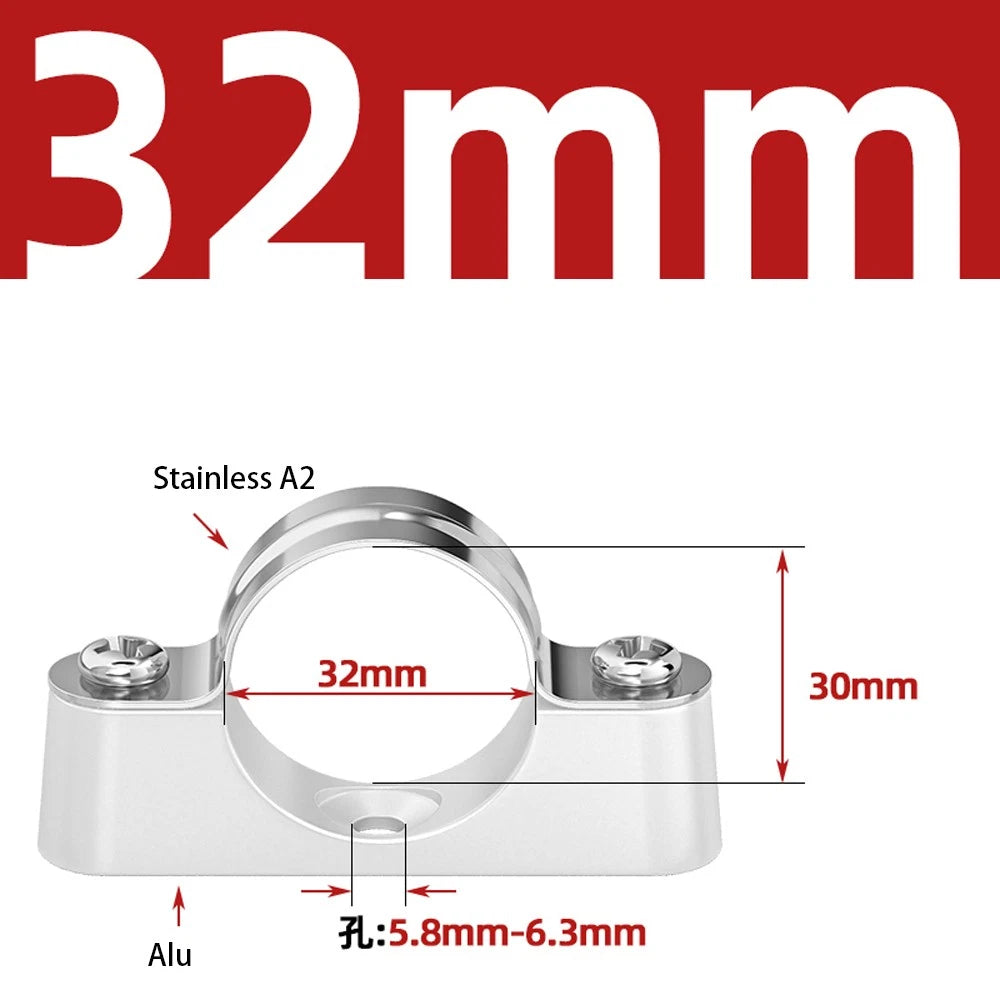 Stainless Steel Pipe Clamp Mount Support Brackets — Wall Fixing Base Fittings