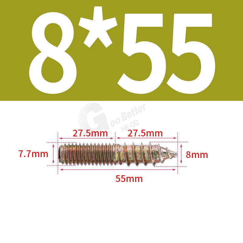 M6 M8 M10 4.8 STEEL WOOD TO METAL DUAL THREAD DOWEL SCREWS HANGER BOLTS