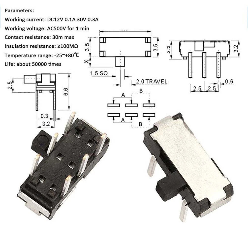 Miniature Slide Toggle Switch — 2/3-Position, Single/Double Row, Vertical & Horizontal, Through-Hole & SMD