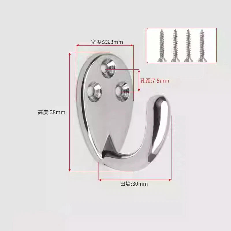 Double Hat Coat Hooks Hanger Door Wall Cloth Towel Holder Organiser Rack Robe