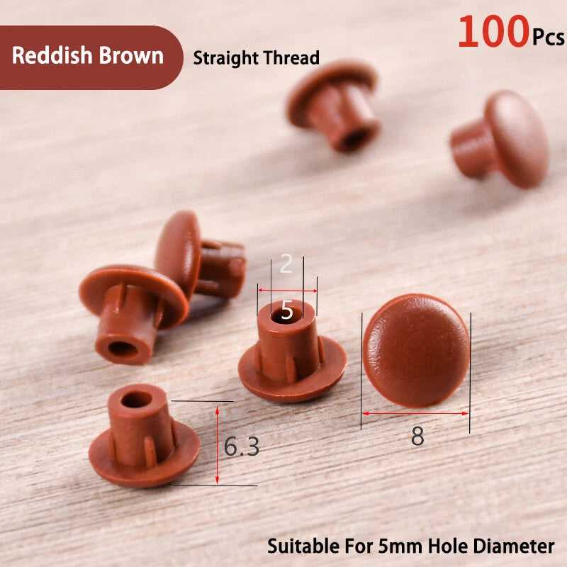 Plastic Screw Hole Cover Caps – For 5mm to 16mm Holes (100-Pack) – Multiple Colors