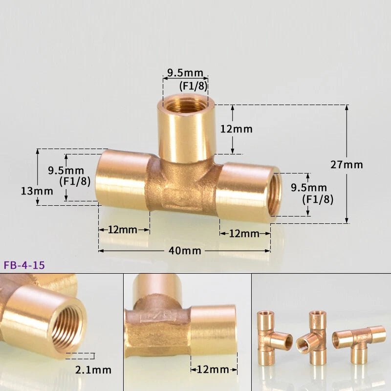 BSP Brass Tee Pipe Fitting – Male & Female Thread T-Shape Connector