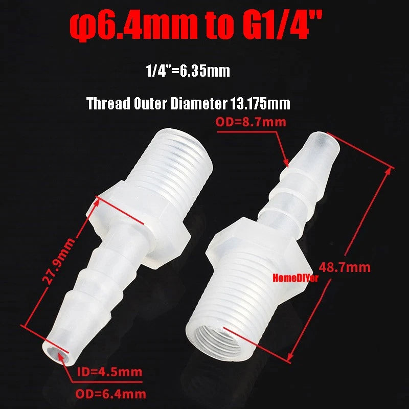 Plastic Barbed Connector 4mm~12mm Straight Cross Pipe Hose Tubing Joiner Fitting
