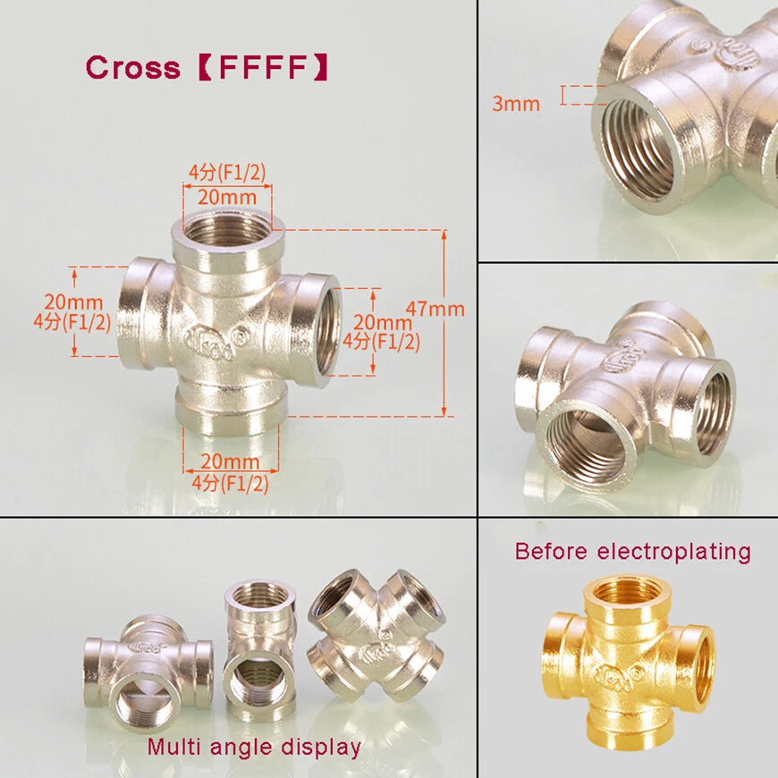 BSP 1/2" Brass Pipe Fittings – Tee, Elbow, Cross & Y-Connector