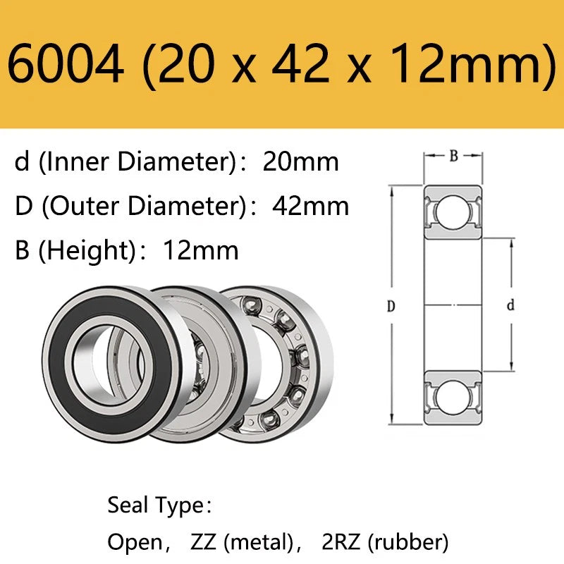 6000-6306 Deep Groove Ball Bearings 2RS Rubber-ZZ Metal Seals - Choose Size