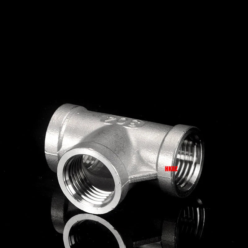 304 Stainless Steel BSP 3-Way Pipe Fitting — 1/4" to 2" Female & Male Thread Tee Connector