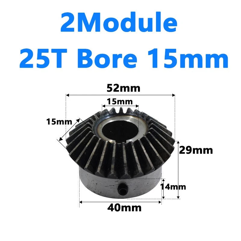 Bevel Gear 2 Module Ratio 1:1 Teeth 25 30 Bore Dia 10mm 12mm 14mm 15mm 16mm-28mm