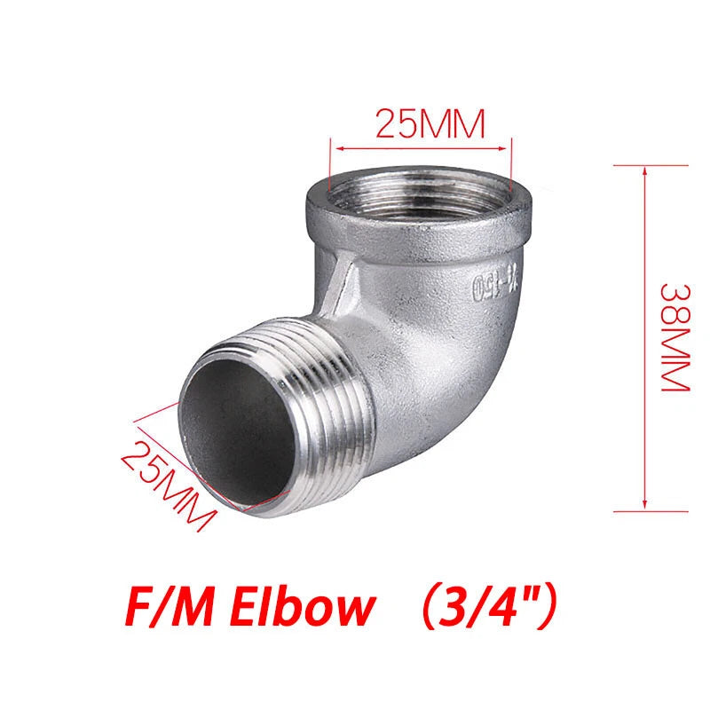 BSP 304 Stainless Steel Pipe Fittings — Elbow, Tee, Nipple, Cross, Bush, Cap (1/2" & 3/4")