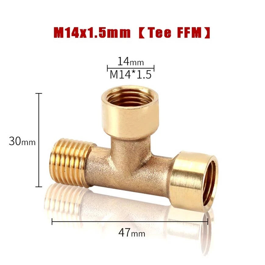 M14x1.5mm & M22x1.5mm Brass Pipe Fittings — Straight, Elbow, Tee, Cross, Coupler Adapters