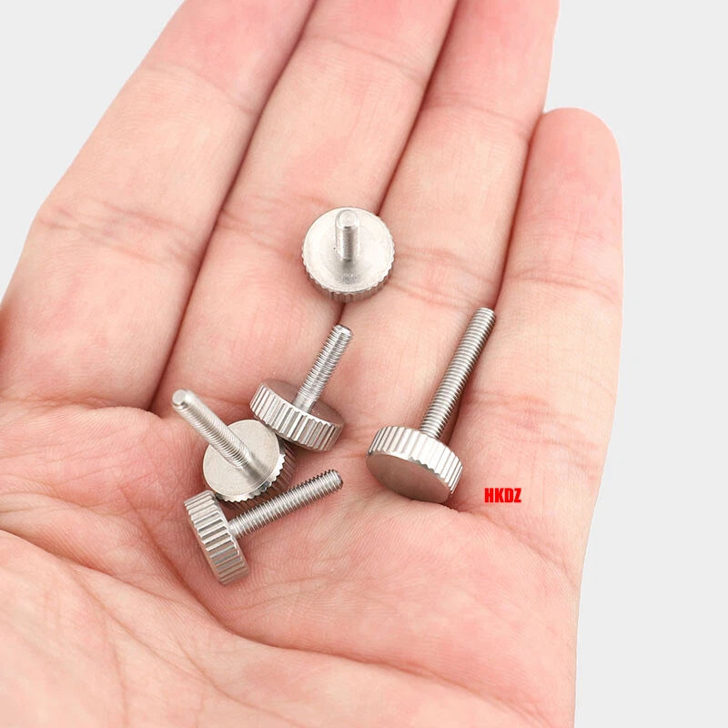 M3/M4 5mm to 20mm Flat Head Knurled Thumb Screws 303 Stainless Steel Hand Bolts