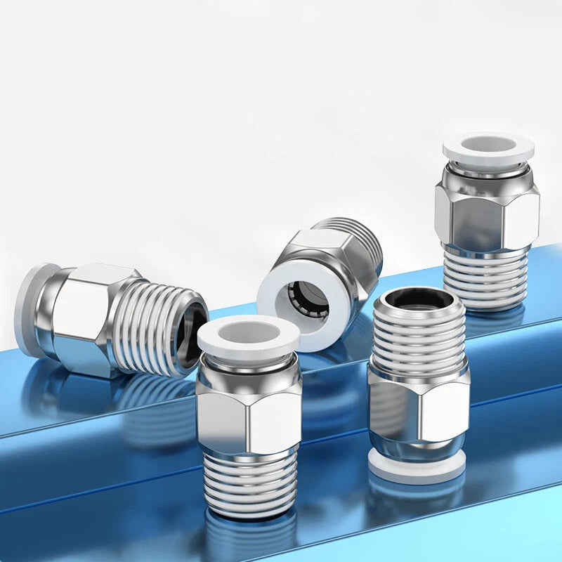 Straight Male Stud Push-to-Connect Pneumatic Fitting for Air & Water Hose