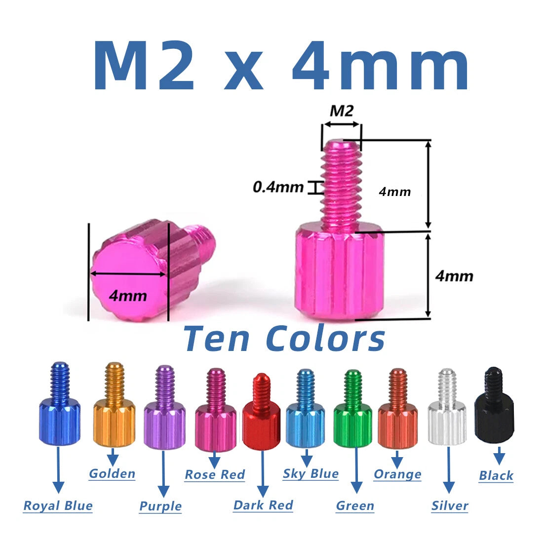 Knurled Thumb Screws Aluminum Alloy — M2 M2.5 M4 M5 M6 Flat Head Hand Grip Knob Bolts
