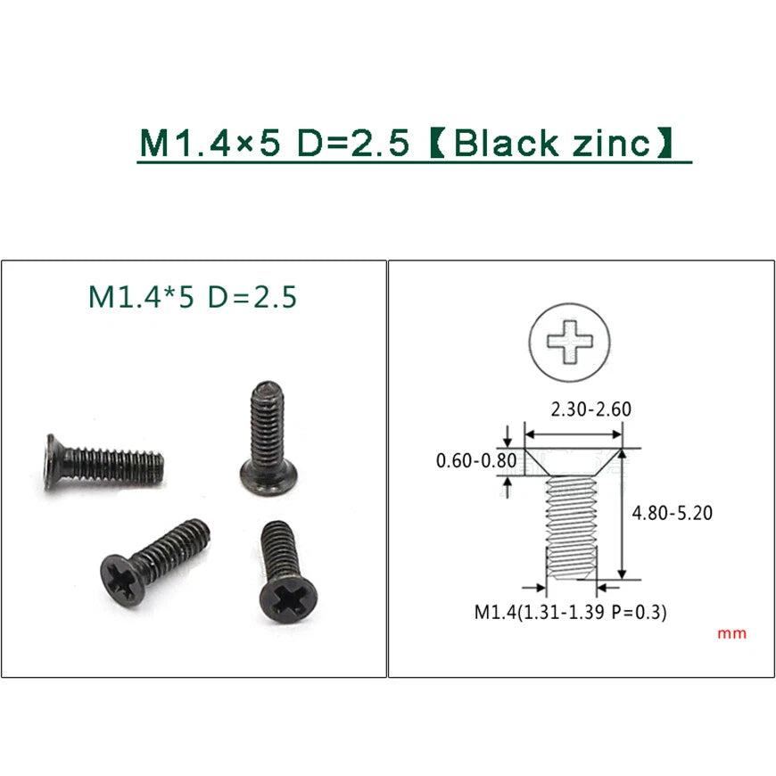 M1–M1.8 Phillips Countersunk Flat Head Machine Screws – Carbon Steel or 304 Stainless, Multiple Finishes
