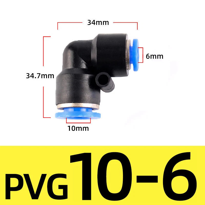 Pneumatic Push-In Elbow Fittings — Equal & Reducing Elbow Connectors for Air & Water Hose