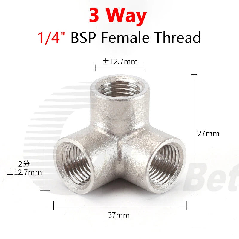 BSP Female Stainless Steel Pipe Fitting — 3/4/5-Way Adapter, 1/4" to 2"