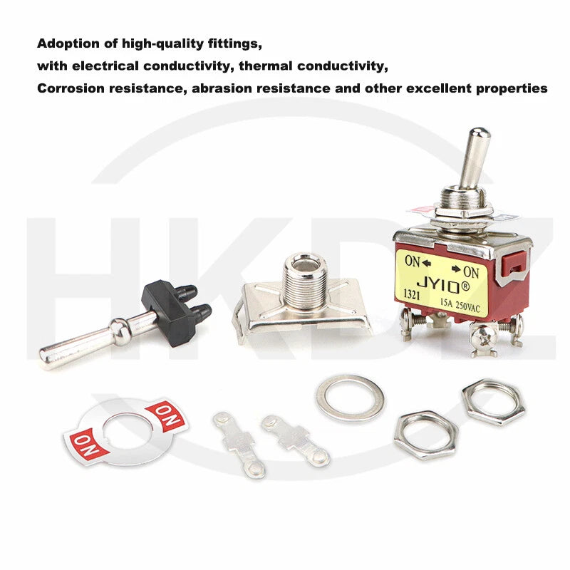 Metal Toggle Switch 250VAC 15A — SPST / SPDT / DPST / DPDT Panel Mount Flick Switch