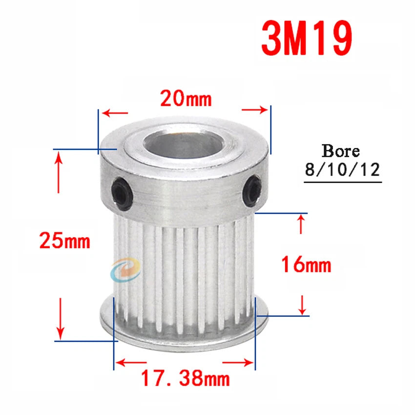 HTD-3M 12T-150T Timing Belt Pulley With Step Bore 8-25mm, For 15mm Width Belt