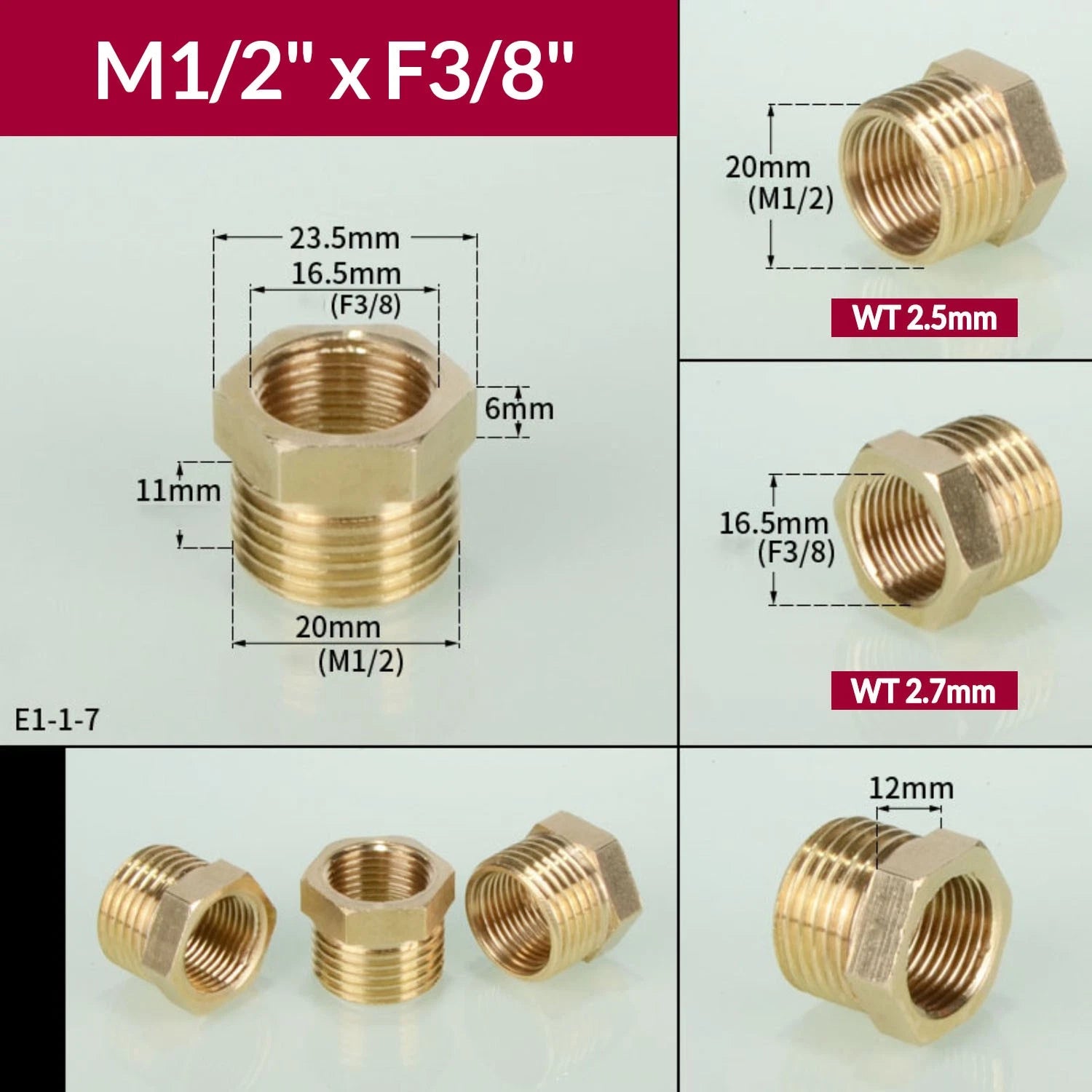 BSP Brass Reducing Hexagon Bush — Male to Female Thread Pipe Fittings