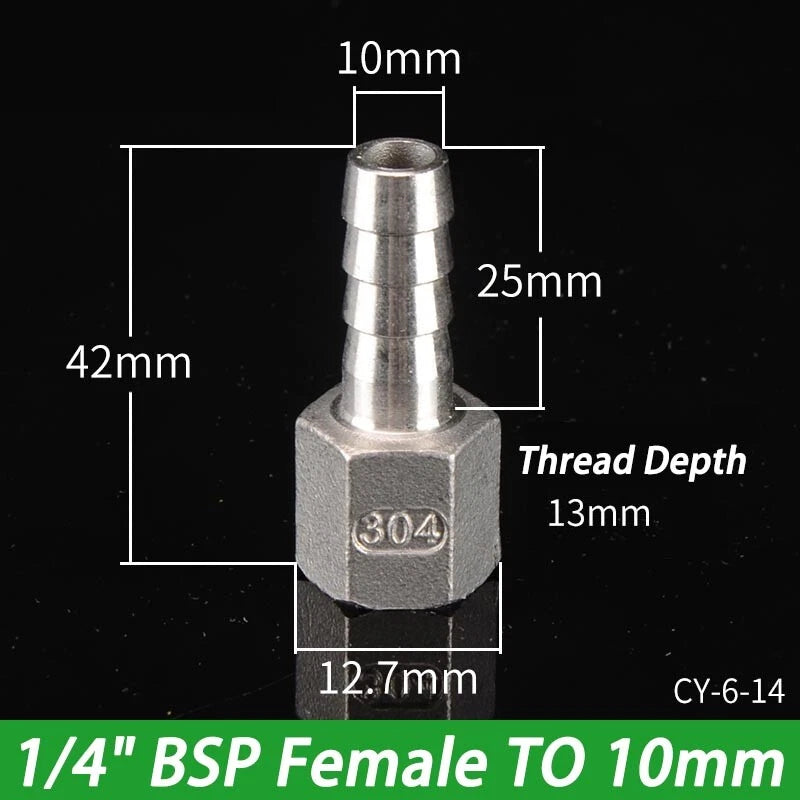 Stainless Steel Hosetails,Bsp Thread Hose Tail Barb Connector 1 8-1" Female Male