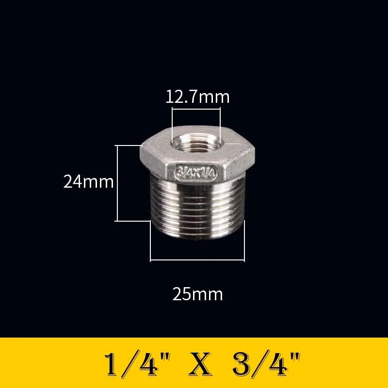 304 Stainless Steel Reducing Bush Adaptor | Male to Female NPT Pipe Fitting