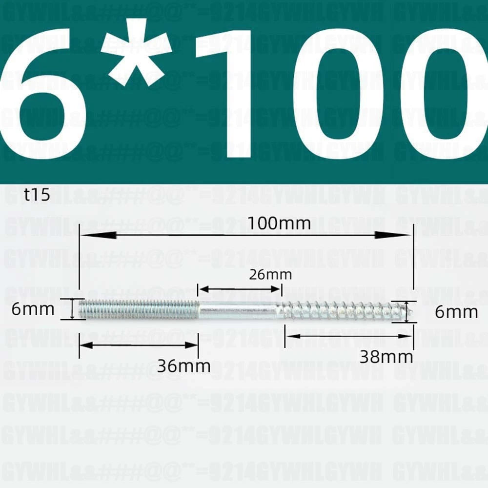 M6 M8 M10 Hanger Bolts – Zinc Plated Steel Torx Drive, Headless Furniture Wood Screws for Sofa Legs & Mounting