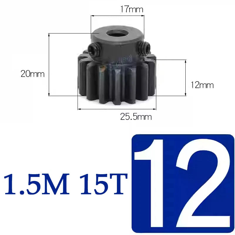 Spur Gears 1.5 Mod Transmission Gear With Step 45#Steel Pinion Motor Gear 15~50T