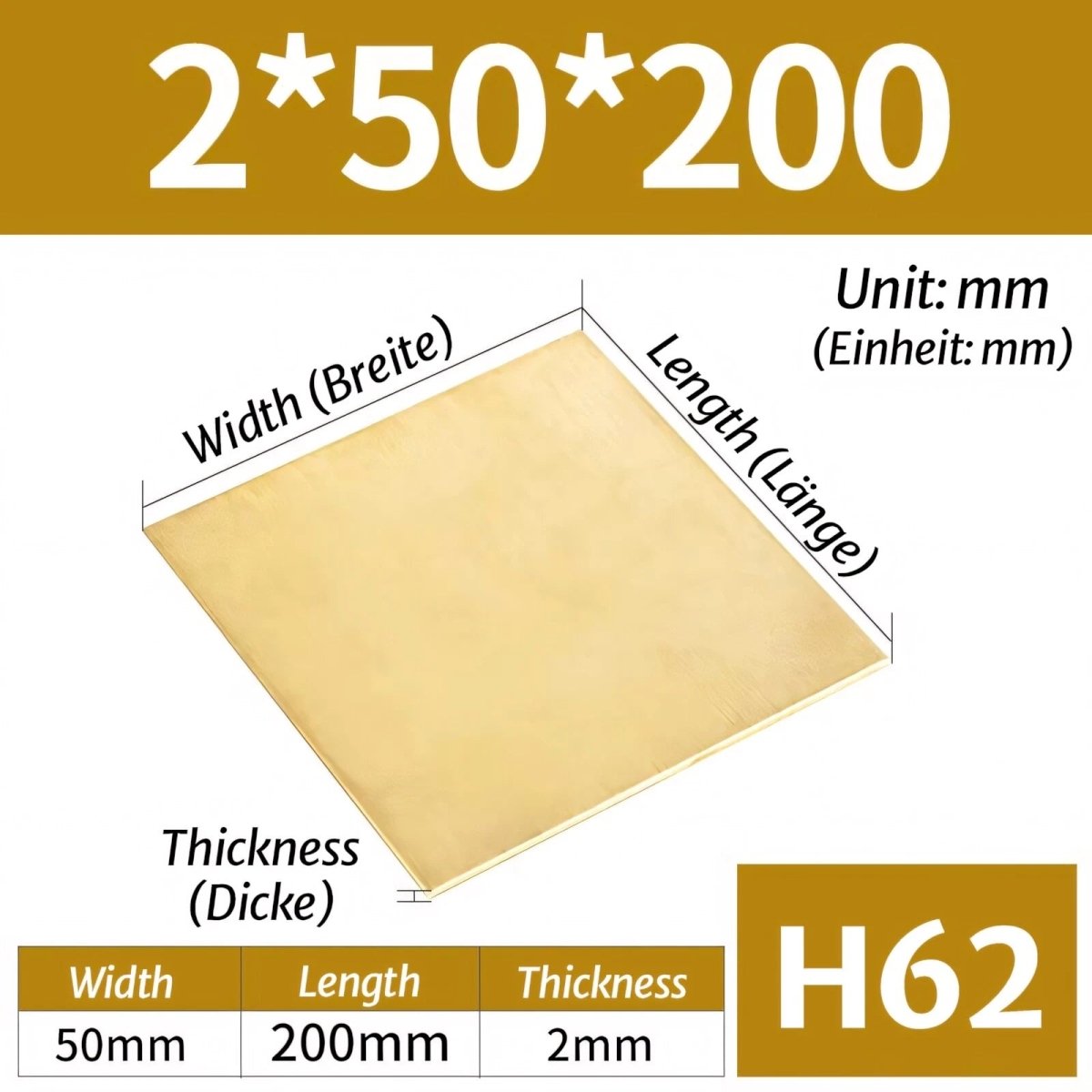 H62 Brass Sheet Various Sizes 2mm-8mm Thick Models making, Jewellery making - HomeDIYer