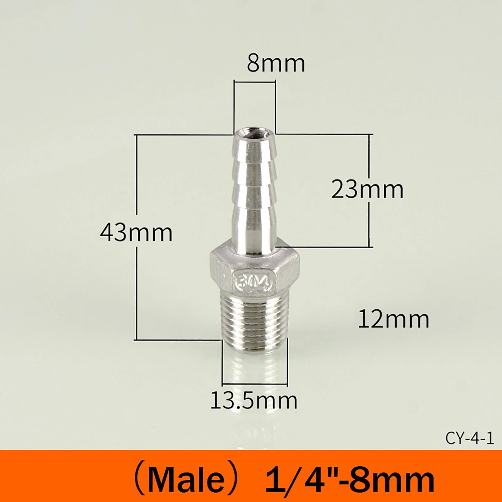 BSP Male Taper Thread x Hose Tail Adapter Fittings — Stainless Steel 304