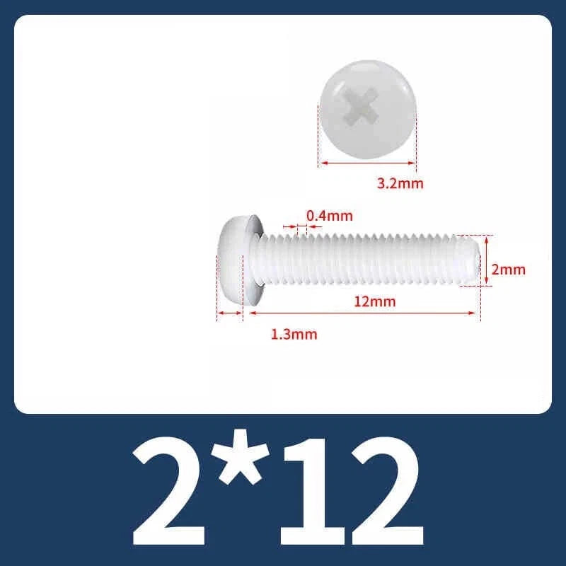 White Nylon Phillips Pan Head Machine Screws – M2 to M8, Non‑Conductive & Corrosion‑Free (PA66)