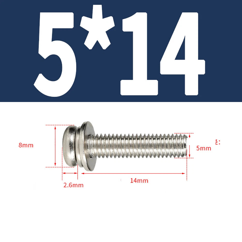 M5–M8 Phillips Pan Head Screws with Flat Washer – Nickel Plated or Black Zinc, Carbon Steel