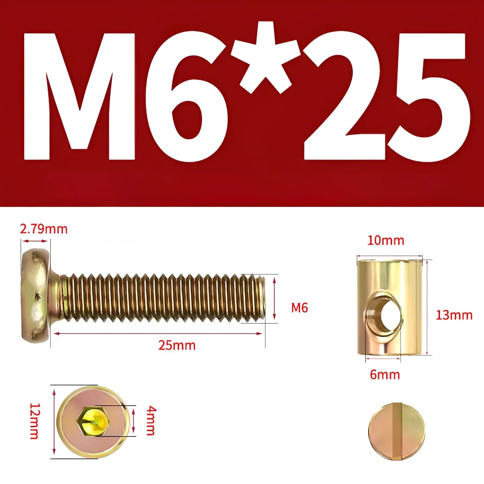 M6 M8 Galvanised Furniture Connecting Bolts with Barrel Nuts | Slotted & Phillips | 8mm–120mm