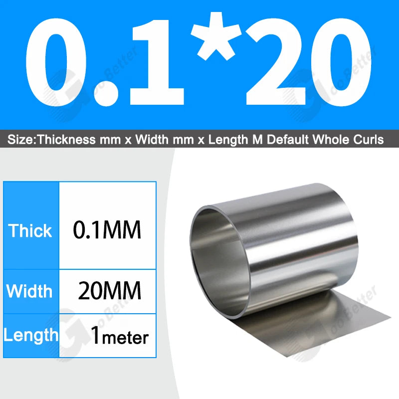 1 Meter 304 Stainless Steel Band SUS304 Sheet Foil Plate Strip Thick 0.01mm-1mm