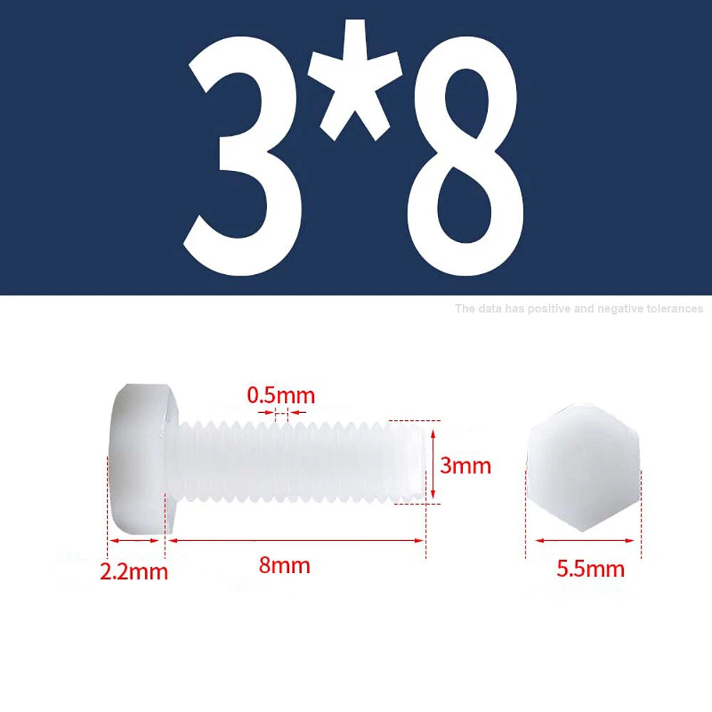 M3–M12 White Nylon Hex Bolts | Plastic Hexagon Head Machine Screws DIN 933