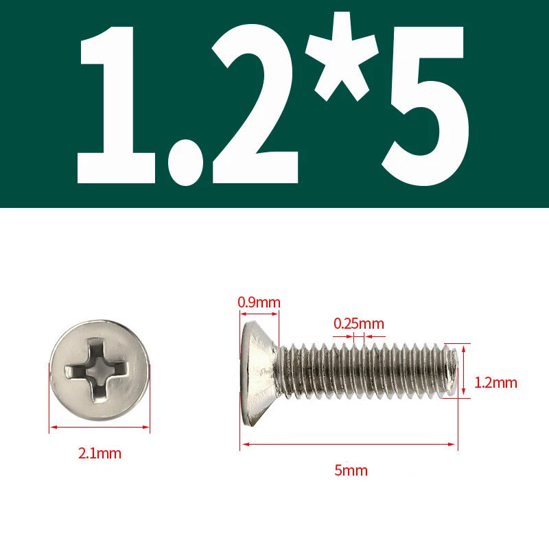 Phillips Machine Screws Countersunk Nickel Plated Steel DIN 965 Flat Head M1~M6