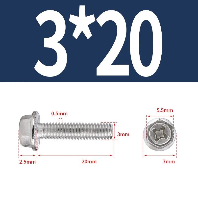 Phillips Hex Flange Screws 304 Stainless Steel M3–M8 | Dentate & Flat Flange - HomeDIYer