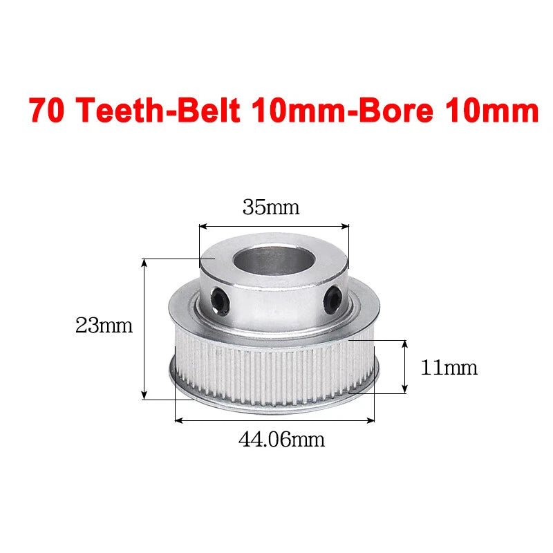 2GT Drive Pulley With Step 16 Tooth - 100 Tooth Bore 4mm - 25mm for 10mm Belt