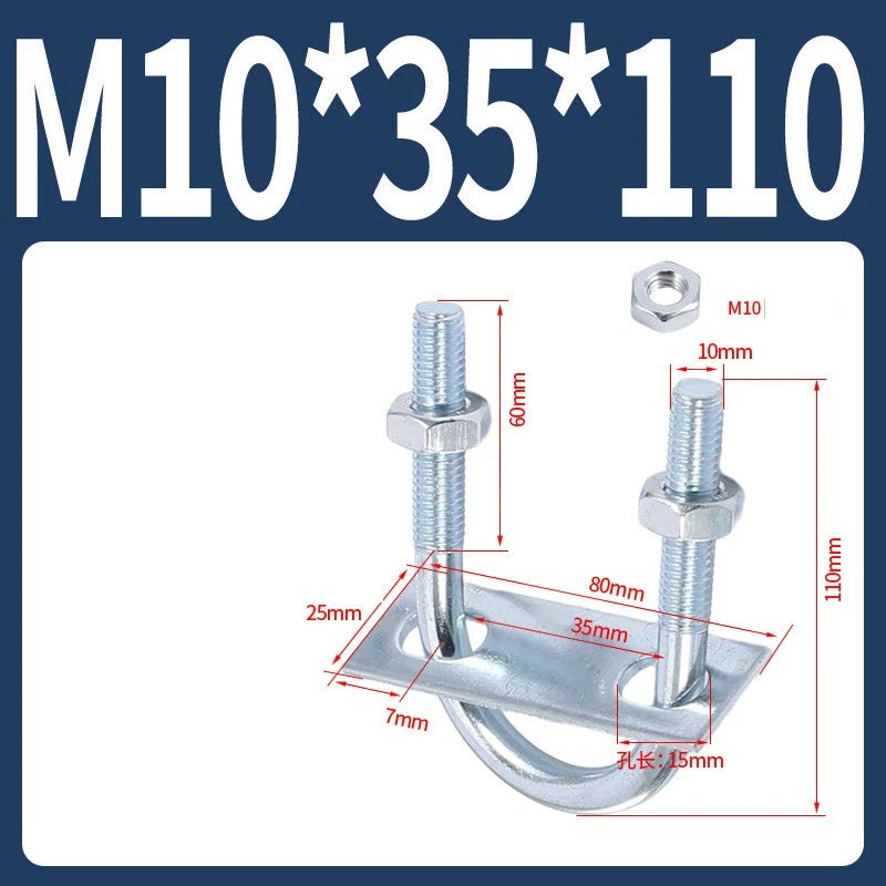 Round U-Bolts Sets Steel 16mm-219mm Inner Width M6 M8 M0 M12 with Nut, Plate