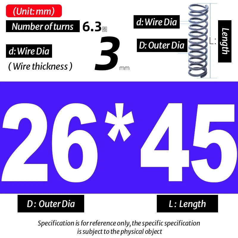 Compression Spring Pressure Big, Wire Dia 3.0mm Diameter 16-40mm Length 20-200mm