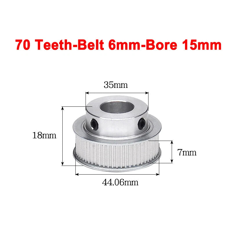 2GT Drive Pulley With Step 16 Tooth - 100 Tooth Bore 4mm - 25mm for 6mm Belt