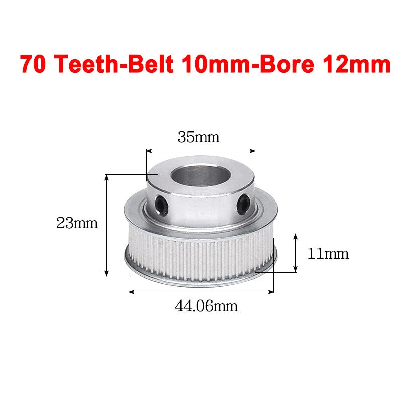 2GT Drive Pulley With Step 16 Tooth - 100 Tooth Bore 4mm - 25mm for 10mm Belt