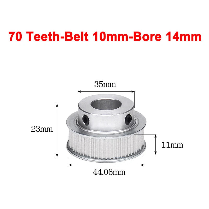 2GT Drive Pulley With Step 16 Tooth - 100 Tooth Bore 4mm - 25mm for 10mm Belt