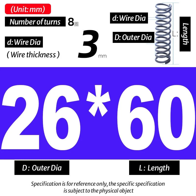 Compression Spring Pressure Big, Wire Dia 3.0mm Diameter 16-40mm Length 20-200mm