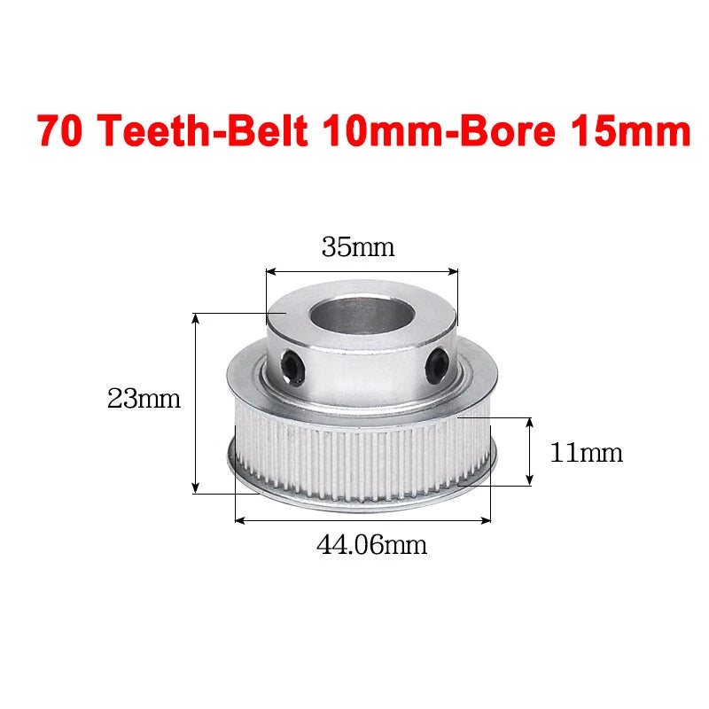 2GT Drive Pulley With Step 16 Tooth - 100 Tooth Bore 4mm - 25mm for 10mm Belt