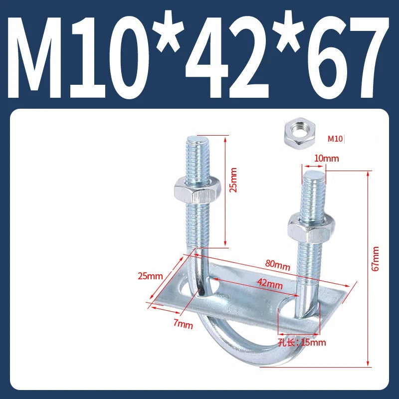 Round U-Bolts Sets Steel 16mm-219mm Inner Width M6 M8 M0 M12 with Nut, Plate